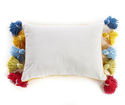 "Sunshine" Rainbow Tassels Outdoor Lumbar Throw Pillow