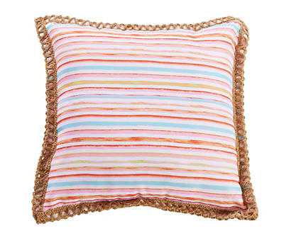 Butterfly & Stripe Outdoor Throw Pillow
