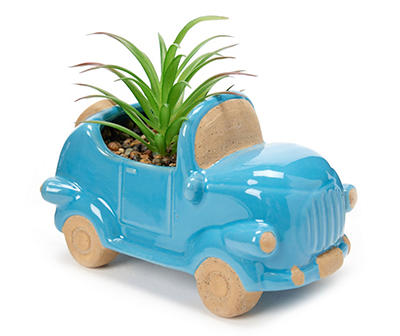 Artificial Succulent in Blue Car Ceramic Planter
