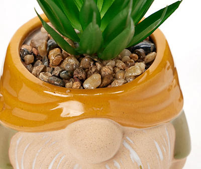 Artificial Succulent in Gnome Ceramic Planter
