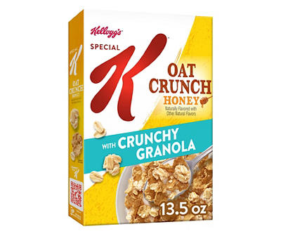 Kellogg's Special K Cold Breakfast Cereal, Oat Crunch Honey, Fiber Cereal 13.5oz Box, 1 Box