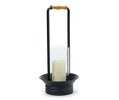 18.1" Black Iron LED Candle Lantern