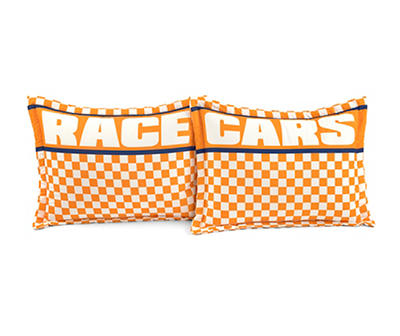 "Race" Gray & Orange Racing Cars Reversible Full/Queen 5-Piece Comforter Set