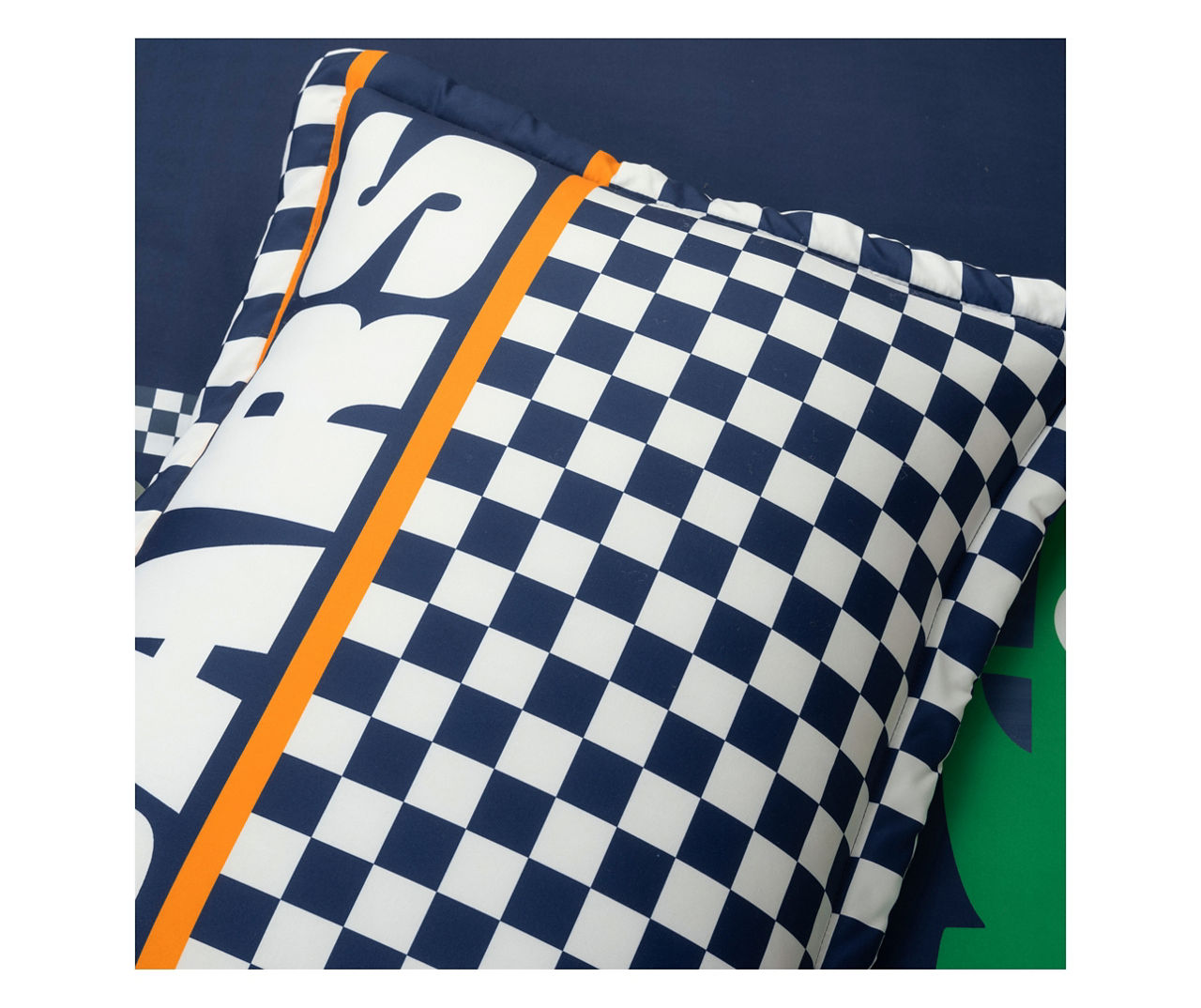 "Race" Navy Racing Cars Reversible Twin 4-Piece Comforter Set