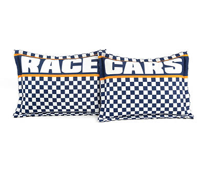 "Race" Navy Racing Cars Reversible Full/Queen 5-Piece Comforter Set