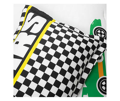 "Race" White Racing Cars Reversible Full/Queen 5-Piece Comforter Set
