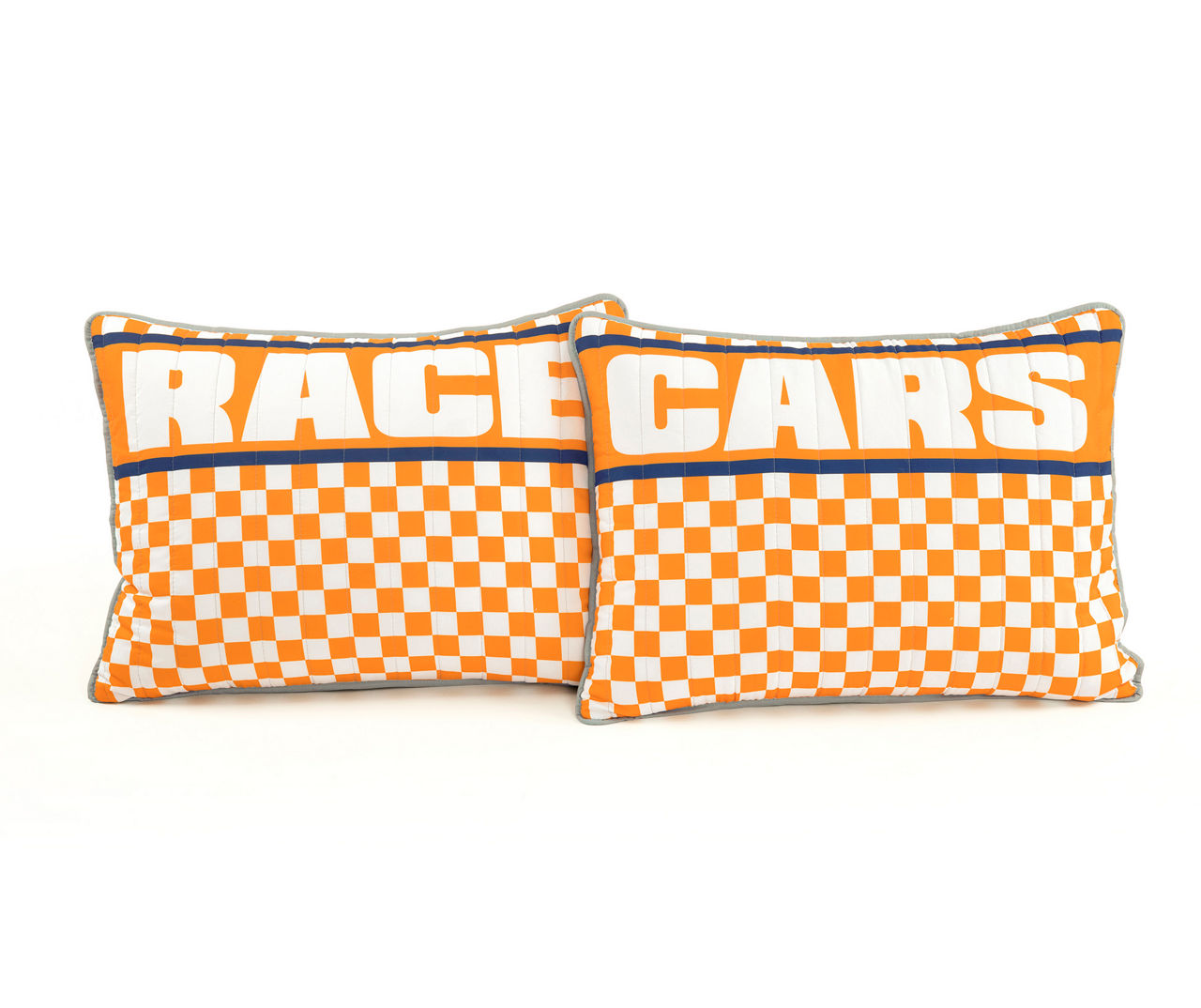 "Race" Gray Racing Cars Reversible Full/Queen 5-Piece Quilt Set