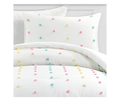 White & Rainbow Tufted Dot Twin/Twin XL 2-Piece Comforter Set