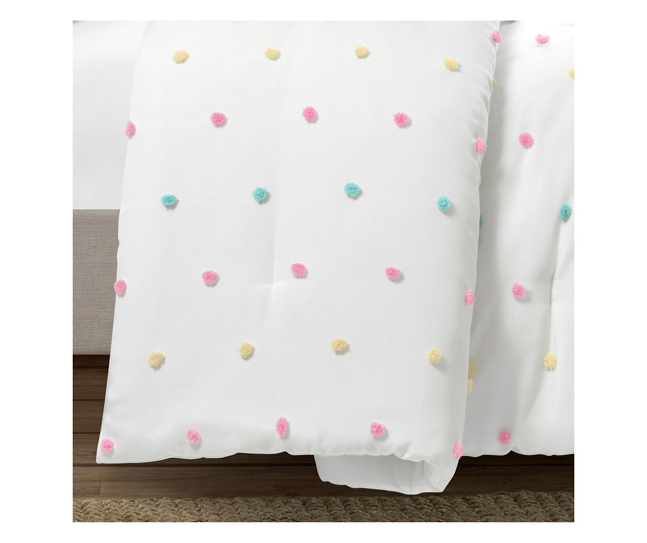 White & Rainbow Tufted Dot Twin/Twin XL 2-Piece Comforter Set