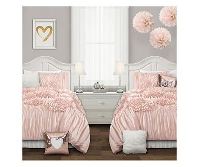 Serena Pink Ruffle Twin XL 2-Piece Comforter Set