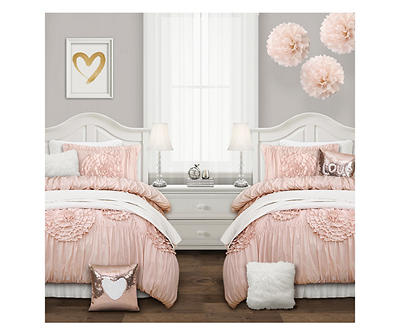 Serena Pink Ruffle Twin XL 2-Piece Comforter Set