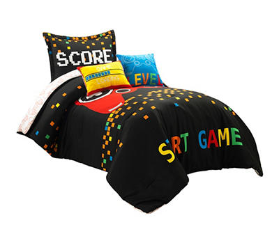 Black & Red Video Games Reversible Twin 4-Piece Comforter Set