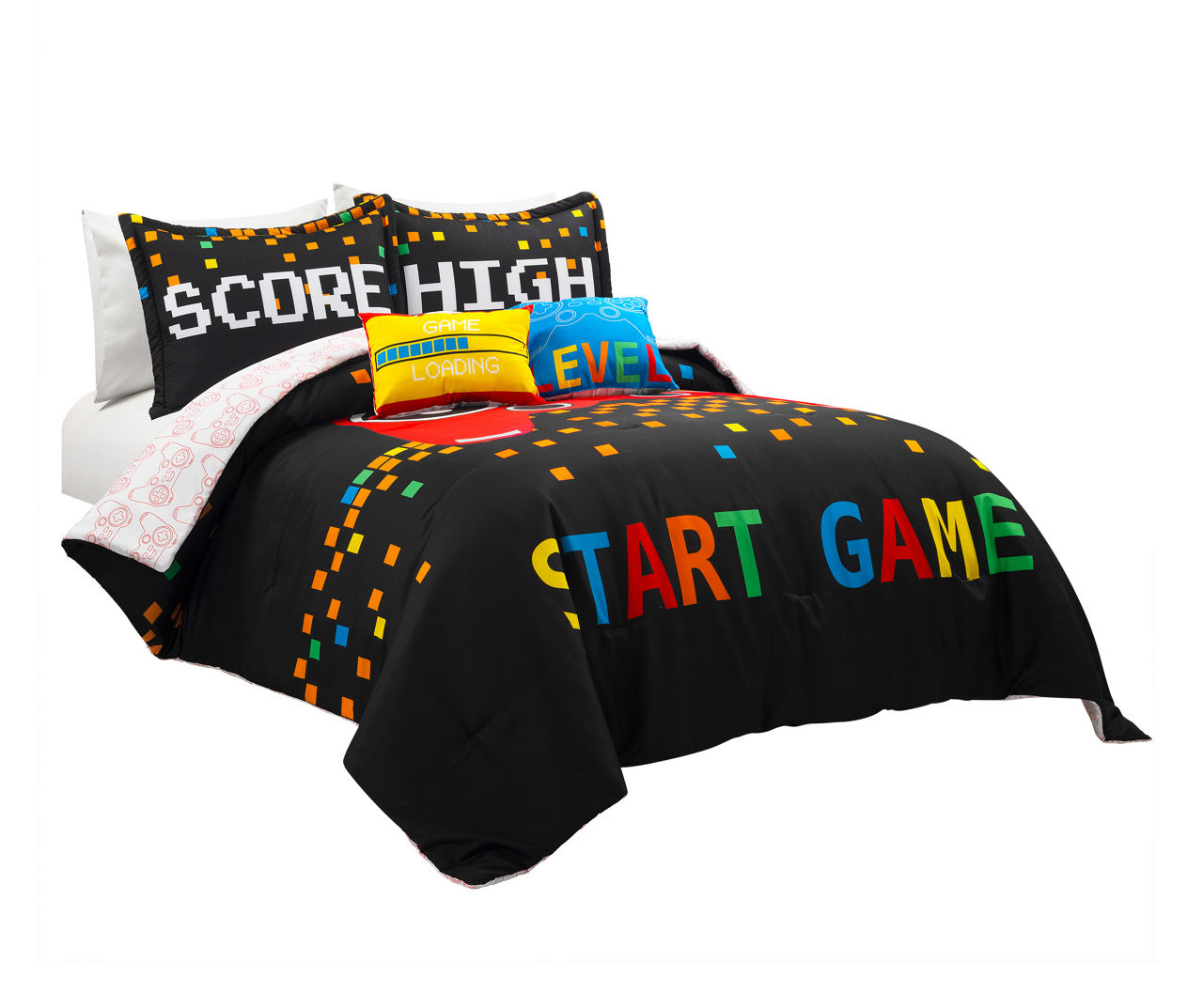 Black & Red Video Games Reversible Full/Queen 5-Piece Comforter Set