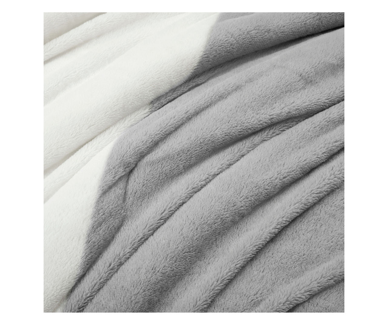 Farmhouse Light Gray Color Block Faux Fur Twin 2-Piece Comforter Set