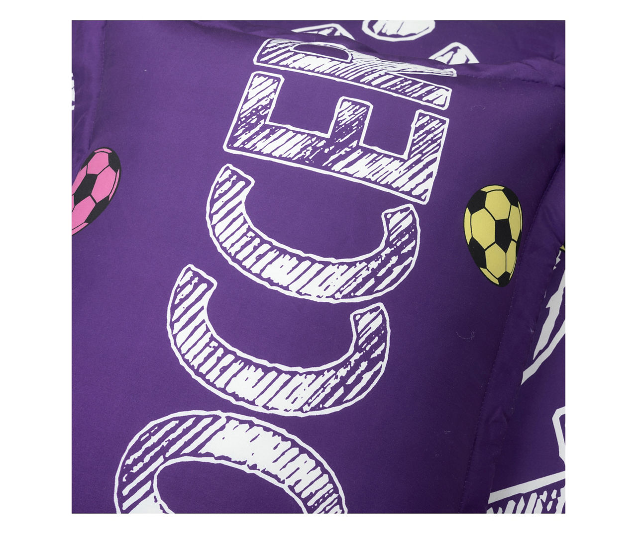 Purple Soccer Reversible Twin 4-Piece Comforter Set