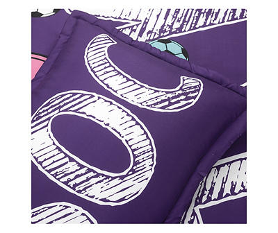 Purple Soccer Reversible Full/Queen 5-Piece Comforter Set