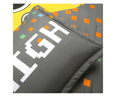 Gray & Yellow Video Games Reversible Twin 4-Piece Comforter Set