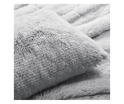 Emma Light Gray Faux Fur Twin XL 2-Piece Comforter Set