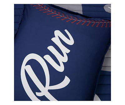 Navy & Gray Baseball Reversible Twin 4-Piece Quilt Set