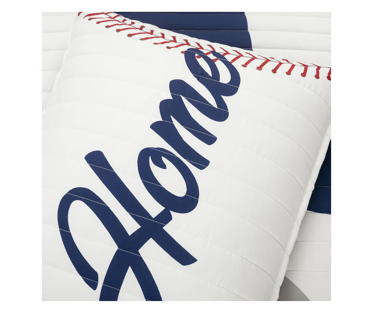 White & Red Baseball Reversible Twin 4-Piece Quilt Set