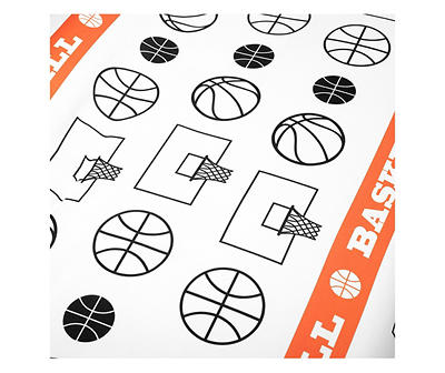Black & Orange Basketball Reversible Twin 4-Piece Comforter Set