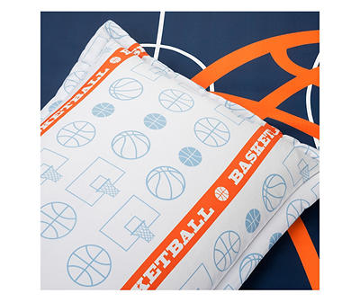 Navy Basketball Reversible Full/Queen 5-Piece Comforter Set