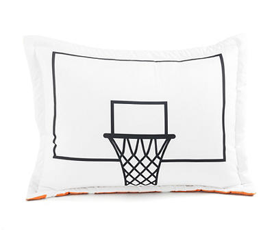 White & Navy Basketball Reversible Twin 4-Piece Comforter Set