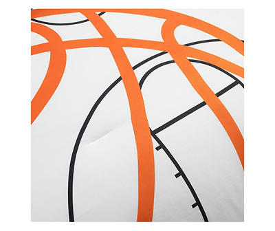 White & Navy Basketball Reversible Full/Queen 5-Piece Comforter Set