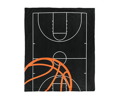 Black & Orange Basketball Sherpa Throw, (50" x 60")