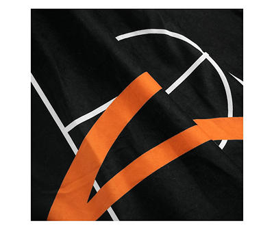 Black & Orange Basketball Sherpa Throw, (50" x 60")