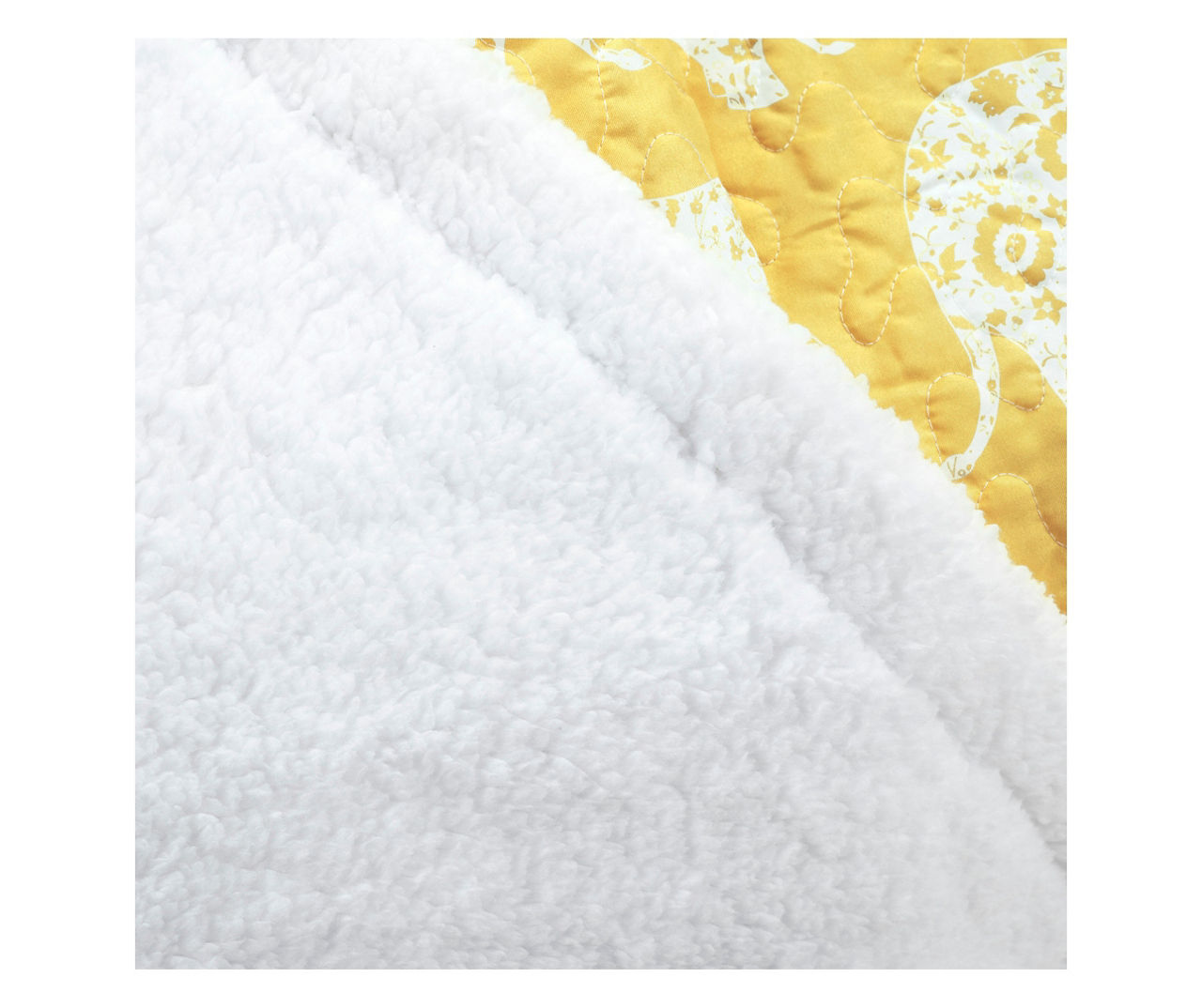 Yellow & White Elephant Parade Quilted Sherpa Throw, (50" x 60")