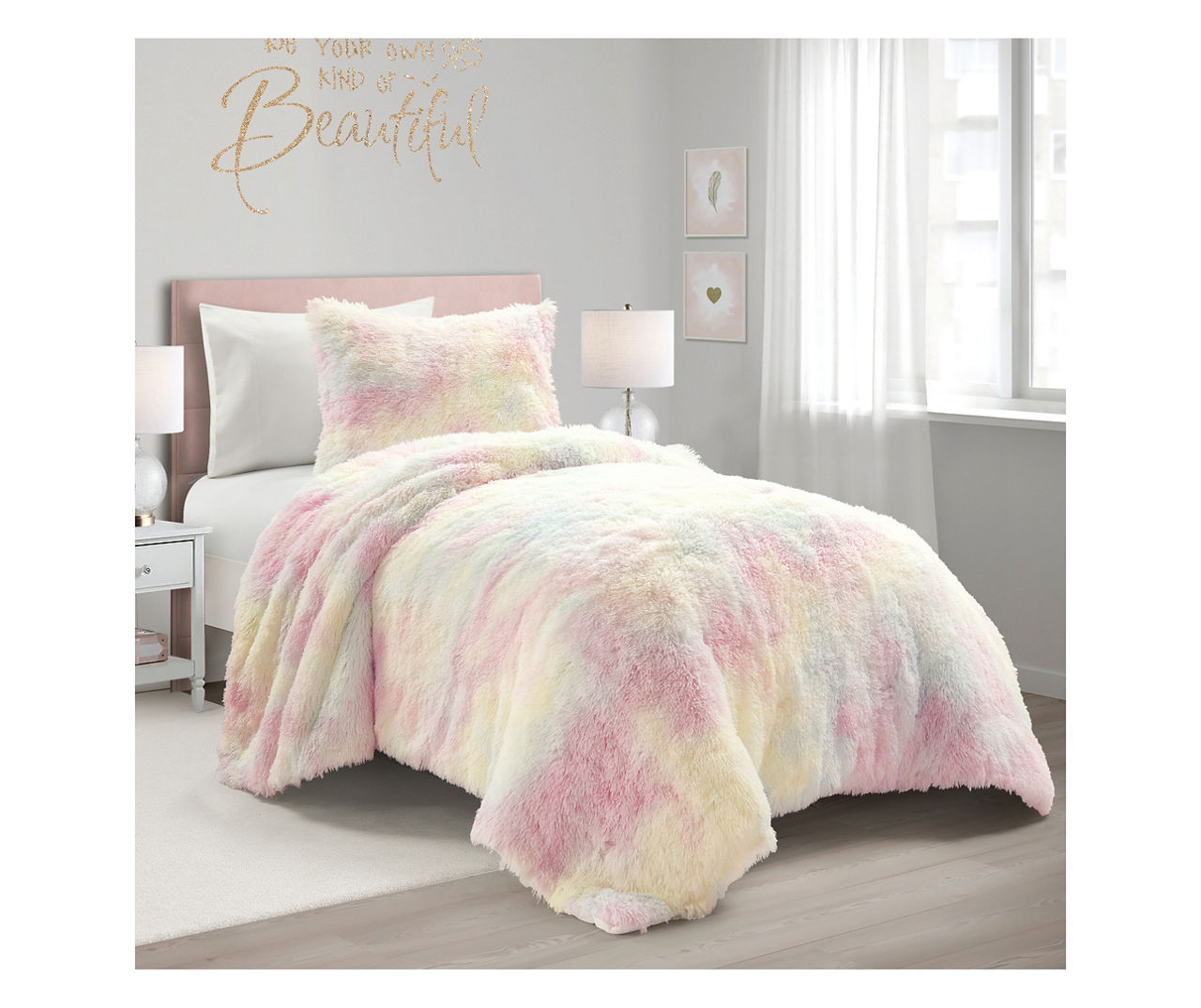 Emma Faux Fur Comforter Set, Lush Decor