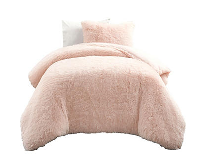Emma Blush Faux Fur Twin XL 2-Piece Comforter Set