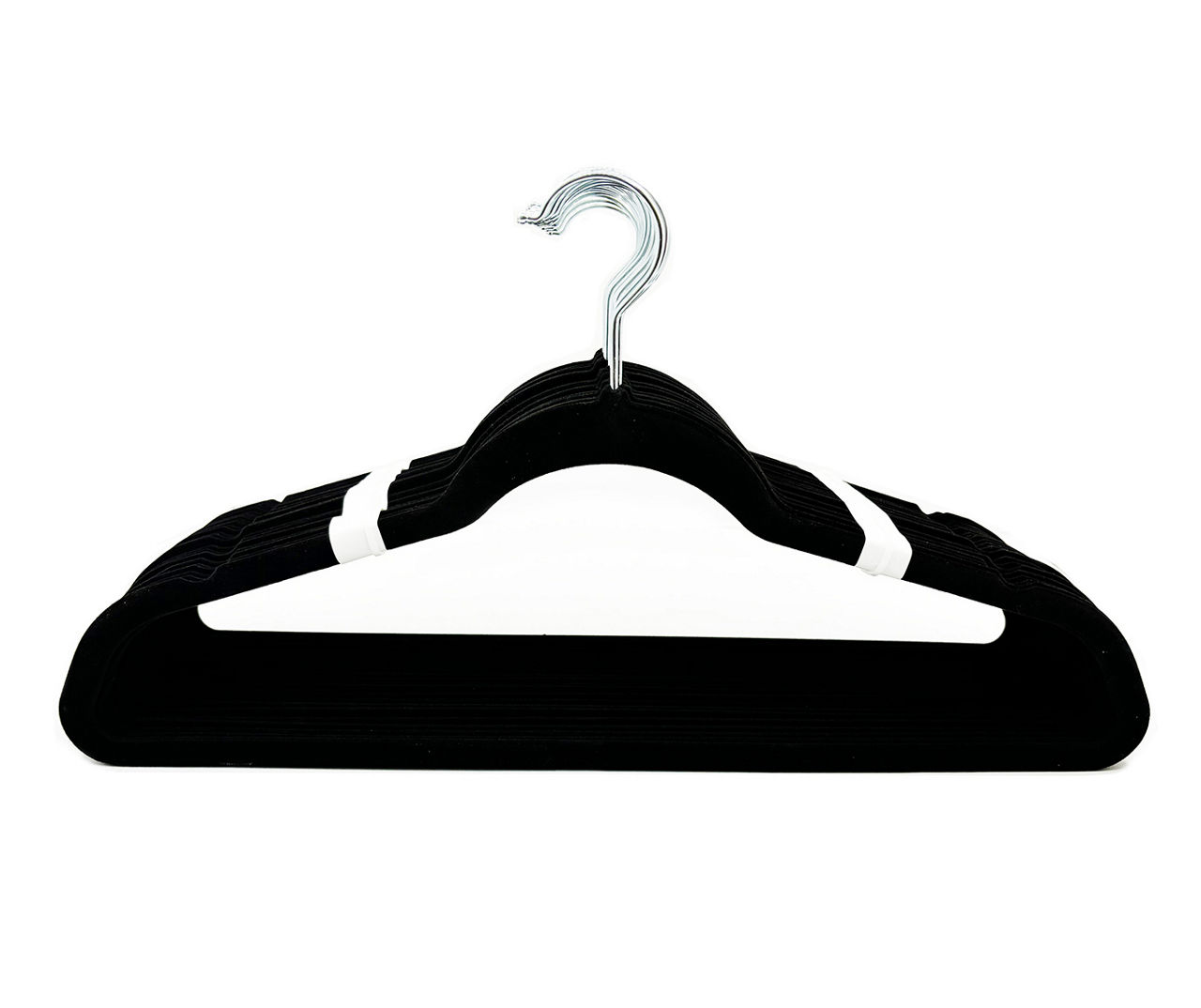 Home Basics Velvet Hanger with Clips, Pack of 5 - Black