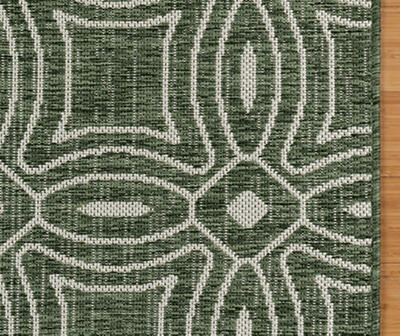 Tropea Cota Green Circle Pattern Outdoor Area Rug, (8' x 10')