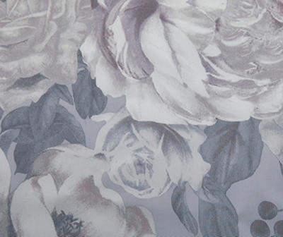 Fleur Gray Floral Voile Curtain Scarf, (144")