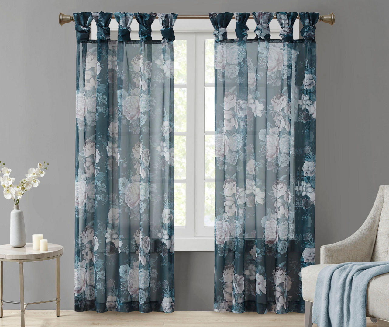 Fleur Floral TabTop Voile Curtain Panel Big Lots