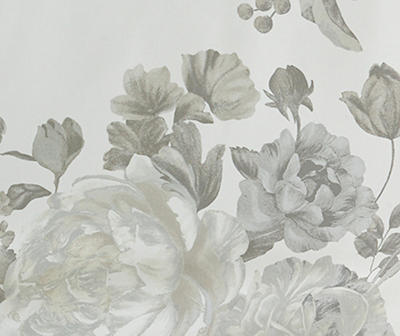Fleur White Floral Voile Curtain Scarf, (216")
