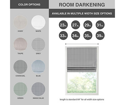 Paxton White Room-Darkening Cordless Roman Shade, (29" x 64")
