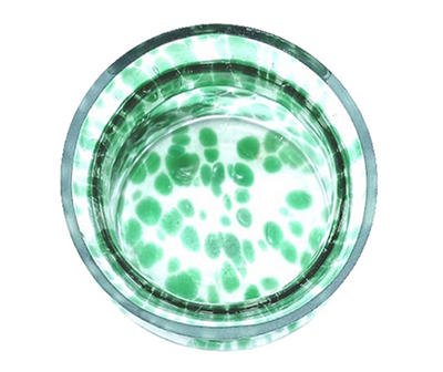 Green Speckle Glass Candle Holder