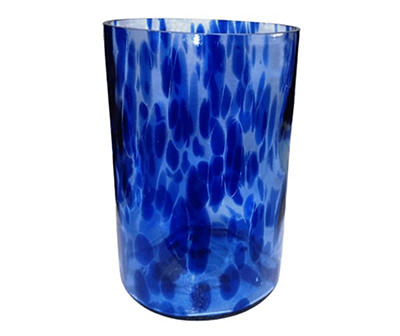 Blue Speckle Glass Candle Holder