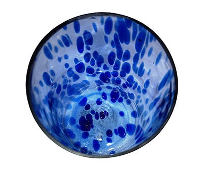 Blue Speckle Glass Candle Holder
