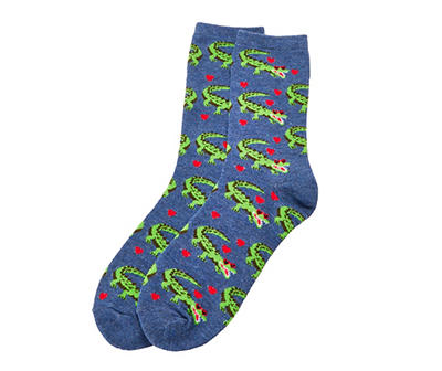 Men's Blue Valentine's Gator Crew Socks