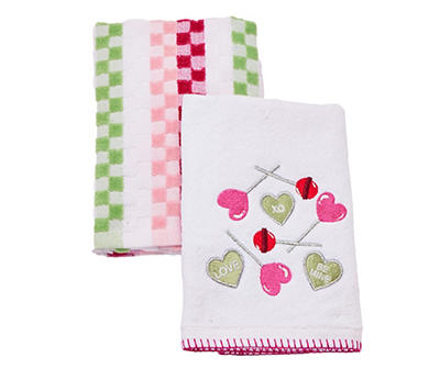 Bright White & Pink Valentine Sweets 2-Piece Kitchen Towel Set