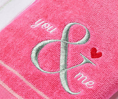 "You & Me" Azalea Pink & White 2-Piece Kitchen Towel Set