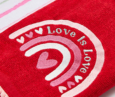 "Love Is Love" Salsa Red & White 2-Piece Kitchen Towel Set