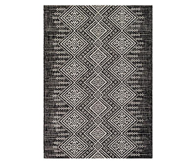 Eagen Black & White Geometric Outdoor Area Rug, (8' x 10')