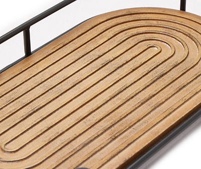 15" Wood & Metal Decorative Tray