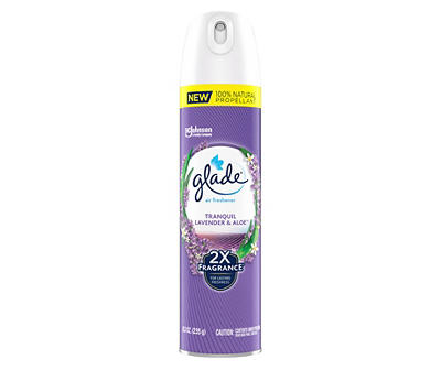 Glade Aerosol Spray, Air Freshener for Home, Tranquil Lavender & Aloe Scent, Fragrance Infused with Essential Oils, Invigorating and Refreshing, with 100% Natural Propellent, 8.3 oz