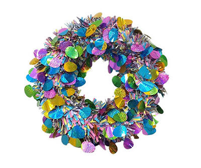 18" Holographic Egg & Tinsel Wreath